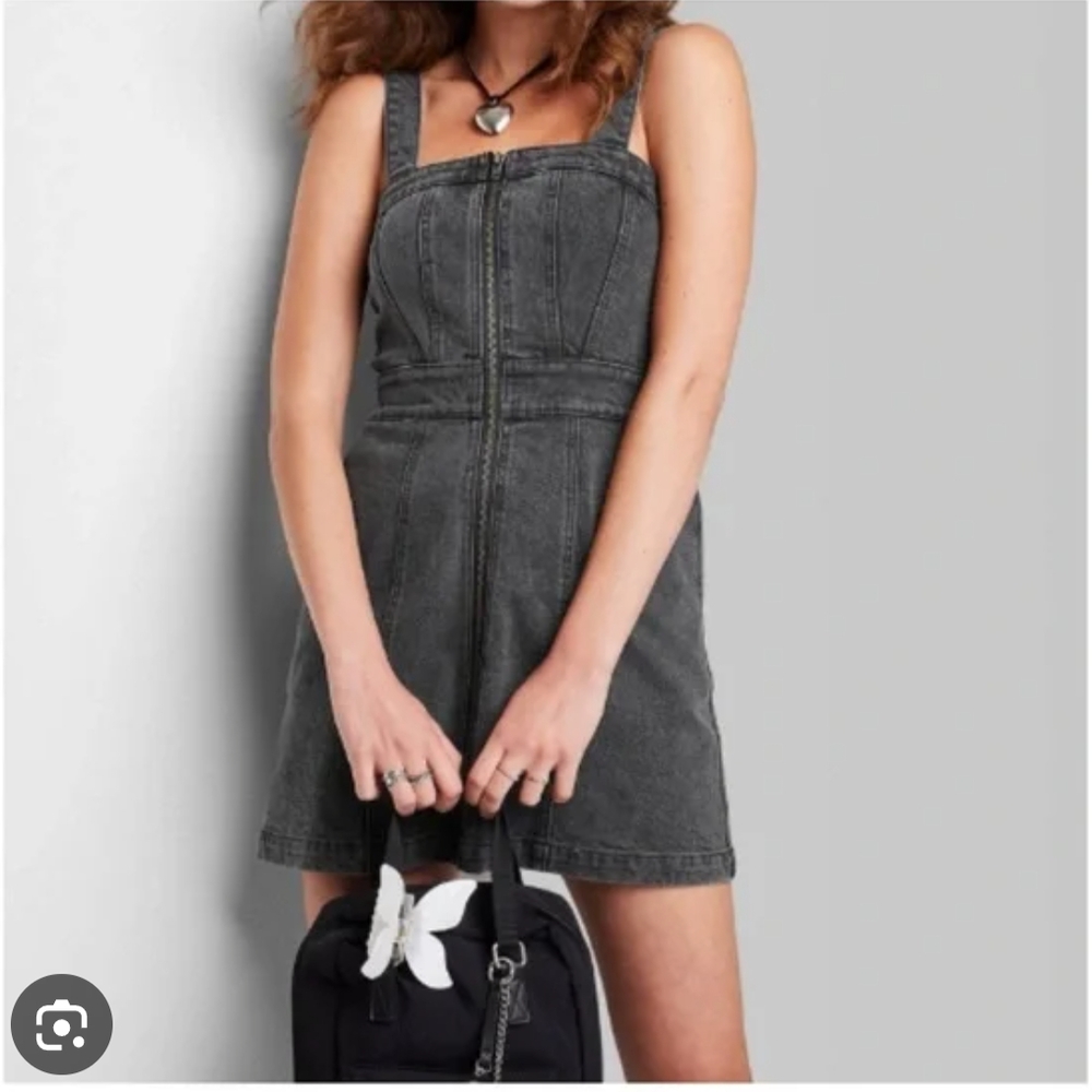 Wild Fable Black Denim Zip-Up Dress Size Small NWT
